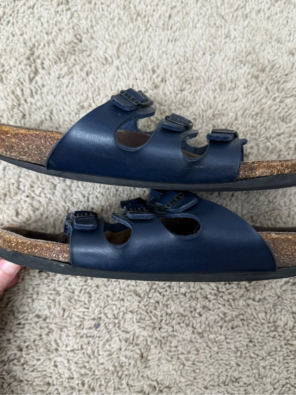 Birkenstock Navy Blue Triple-Strap Sandals